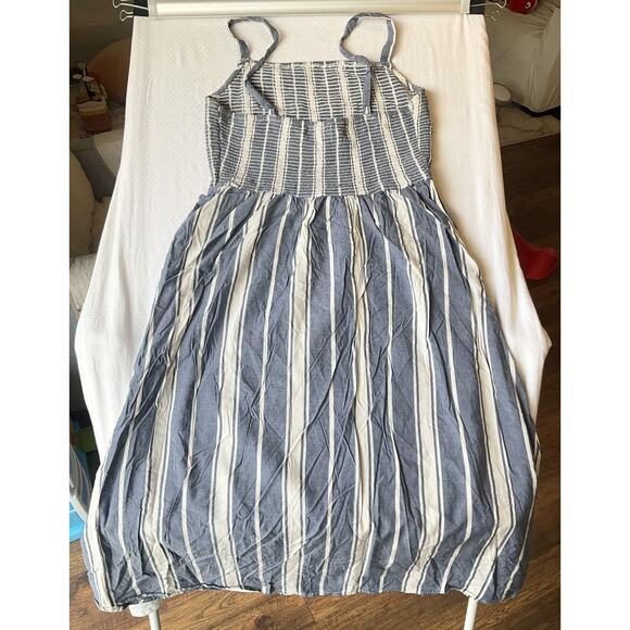Old Navy Women Midi Dress M Blue Striped Sundress Sleeveless Cami Pockets - Picture 10 of 10